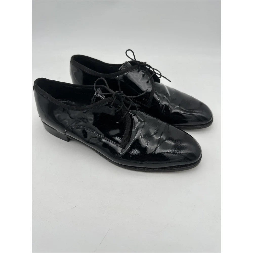 Vito Rufolo Shoes Mens 11.5 Black Patent Leather Lace Up Oxfords Made in Romania